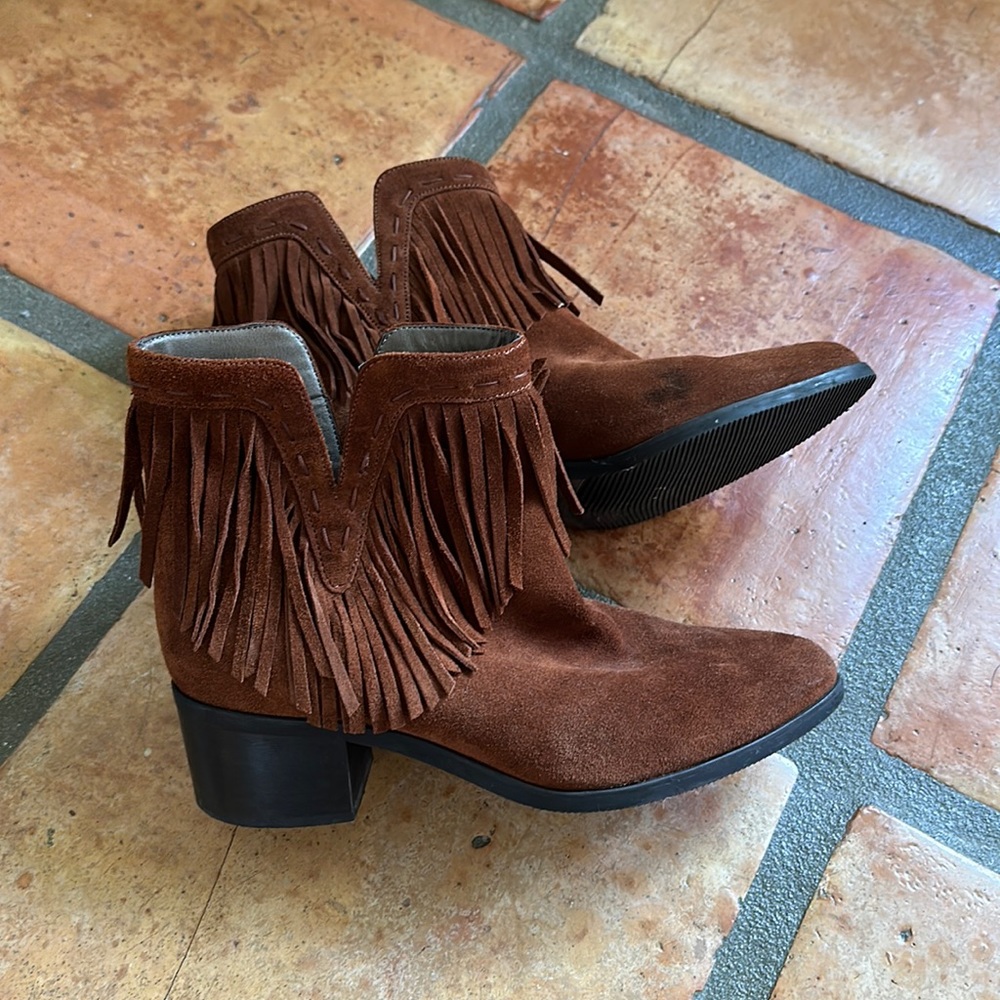 Brown suede leather boots